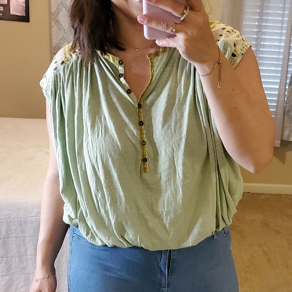 Free people multi fabric blouse